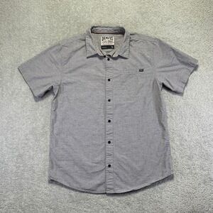 Dravus Button Up Shirt Mens Large Gray Speckled Short Sleeve Casual Cotton Blend